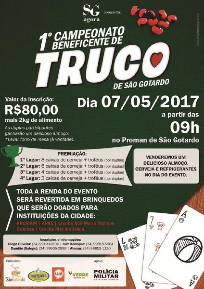 Vem aí o 1º Torneio de Truco Beneficente do Portal SG AGORA em São Gotardo